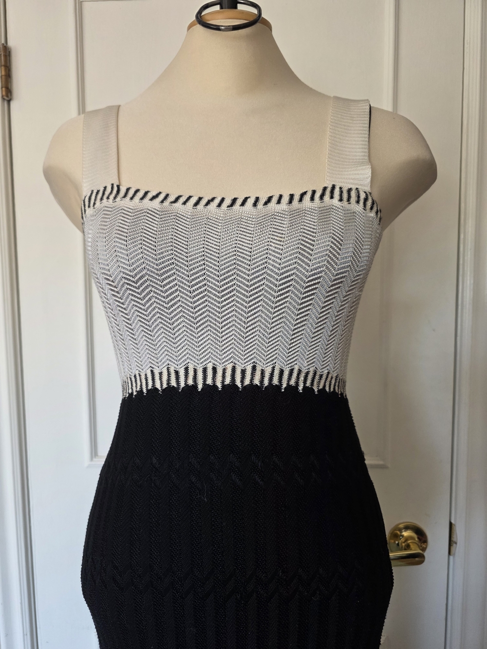 M Missoni Knit Chevron Midi Dress Size S Black White Zig Zag Italy